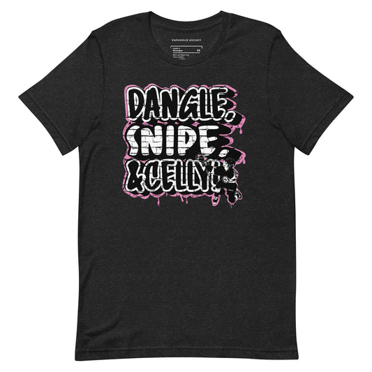 Dangle, Snipe & Celly - Pink t-shirt - Infamous Hockey